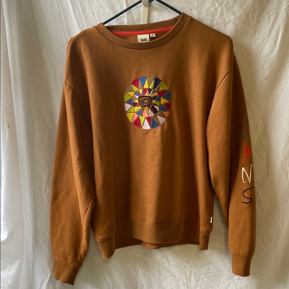 Vans Brown Crewneck Sweater with Embroidered Design